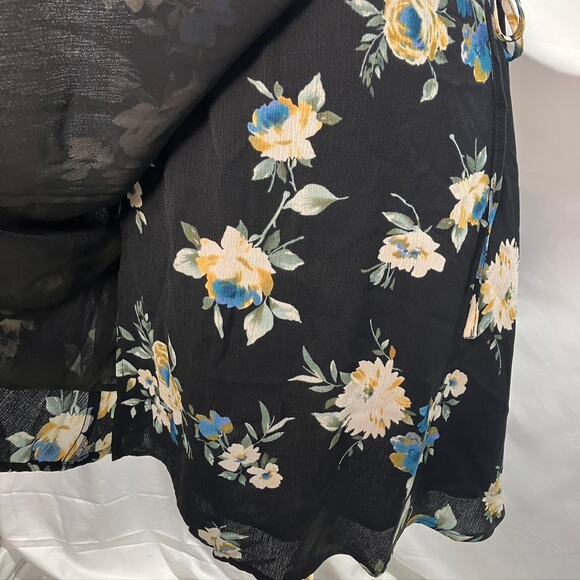 Lush Floral Wrap Dress‎ Womens XS New Black Blue Boho Feminine Wedding - Picture 5 of 13